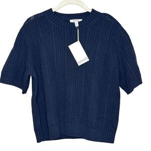 Splendid Lizzie Sweater Size Small/Med NEW  Navy Blue Short Sleeve